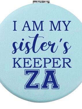 Light Blue 'I AM MY SISTER'S KEEPER ZA' Compact Mirror